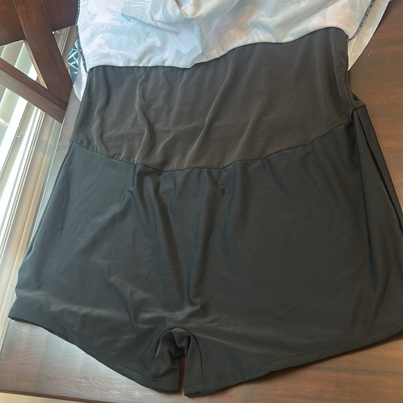 Hanna Nikole Black Floral One Piece Flowy Body Shaping Swimsuit Dress w/shorts - Picture 8 of 16